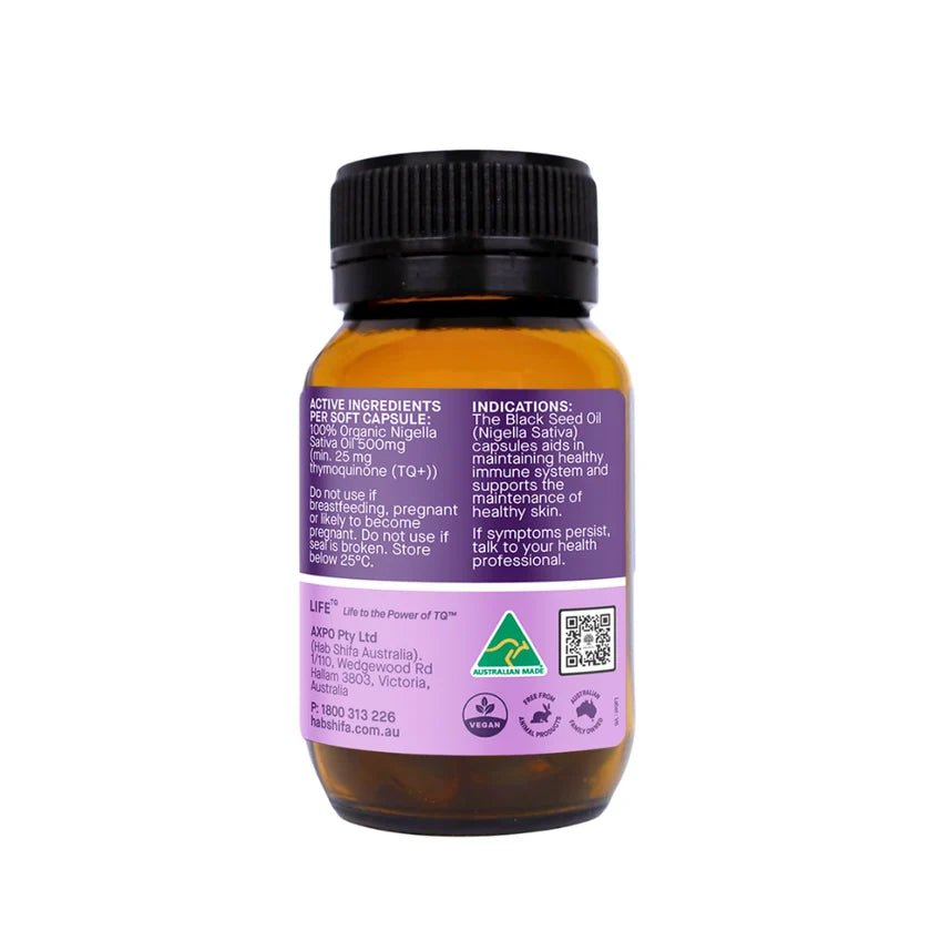 Hab Shifa TQ+ Ultra Strength Black Seed Oil 60 Capsules - JING