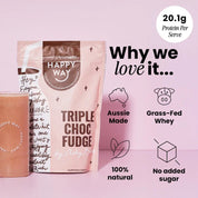 Happy Way Ashy Bines Triple Choc Fudge Whey Protein Powder 500g - JING