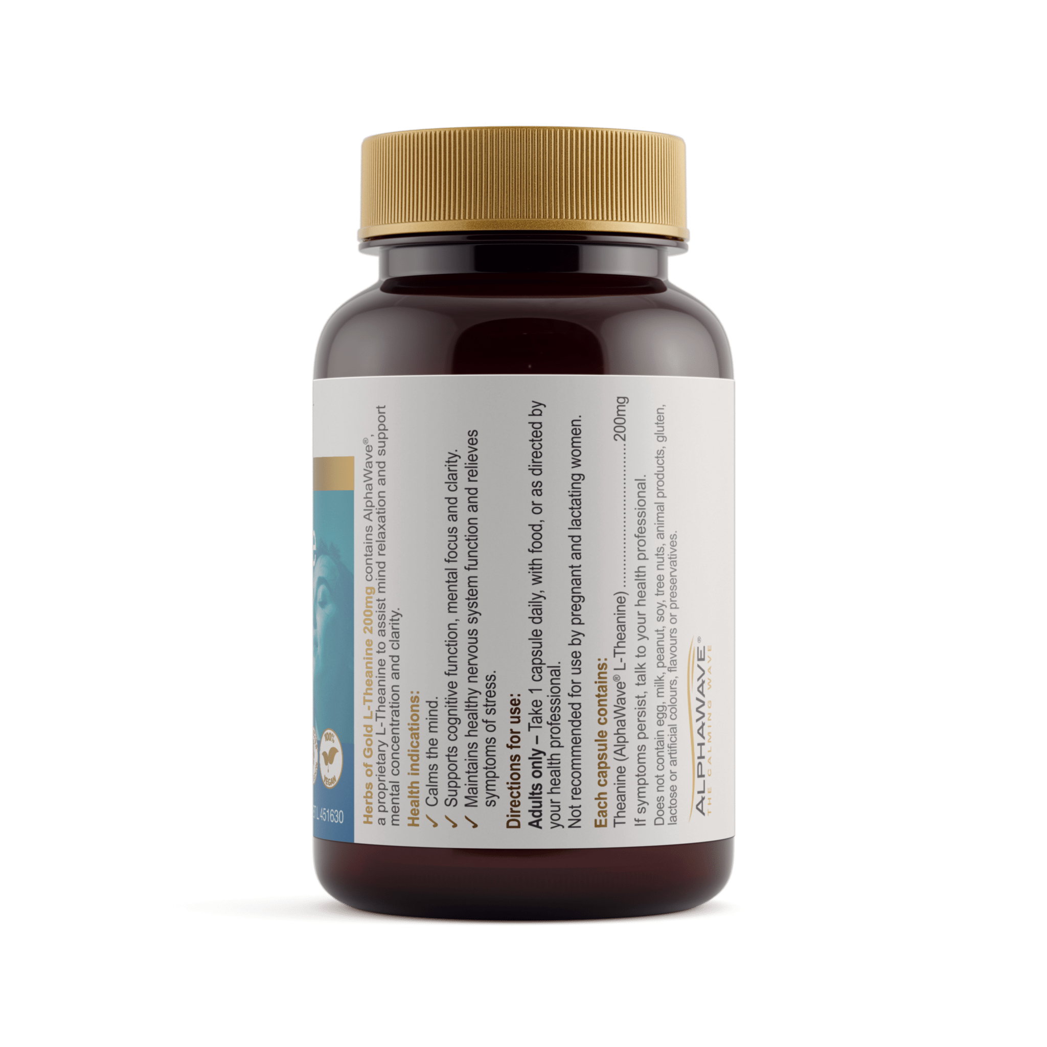 Herbs of Gold L - Theanine 200mg 30 Capsules - JING Organics