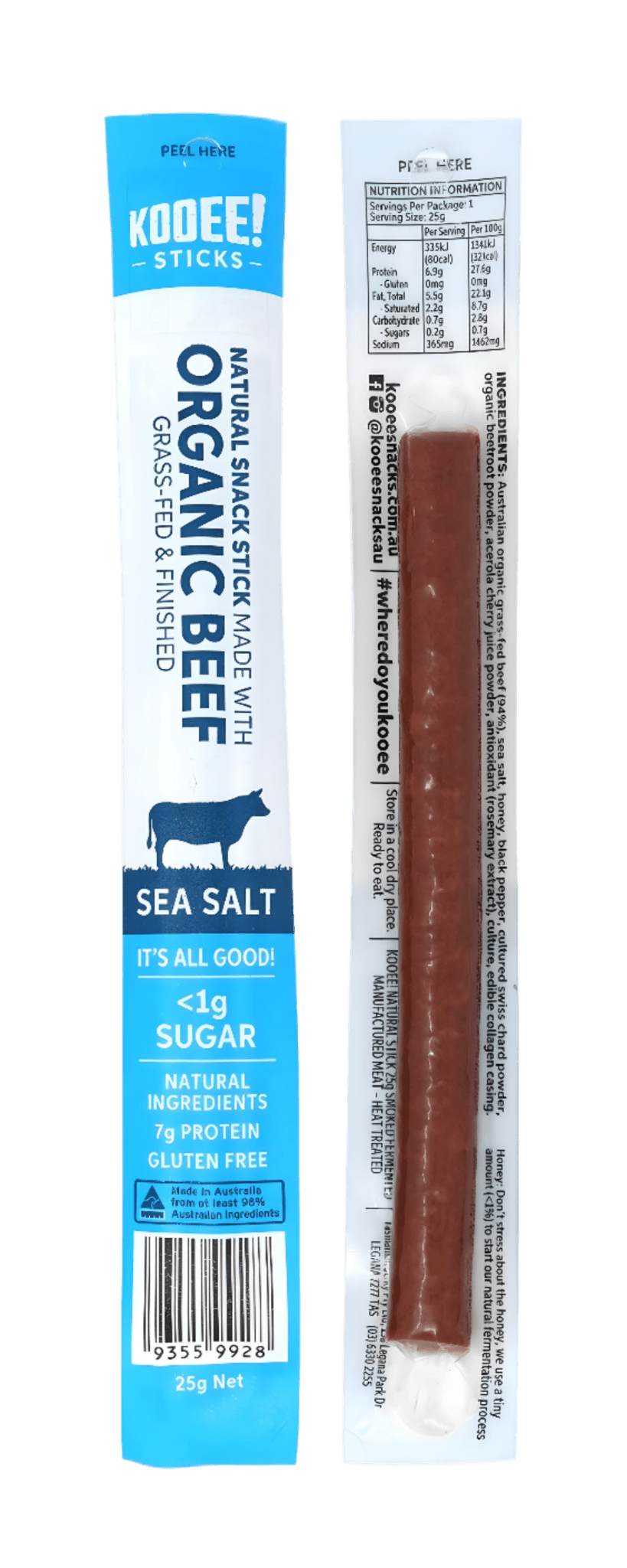 Kooee Grass - Fed Beef Snack Stick Sea Salt 25g - JING Organics
