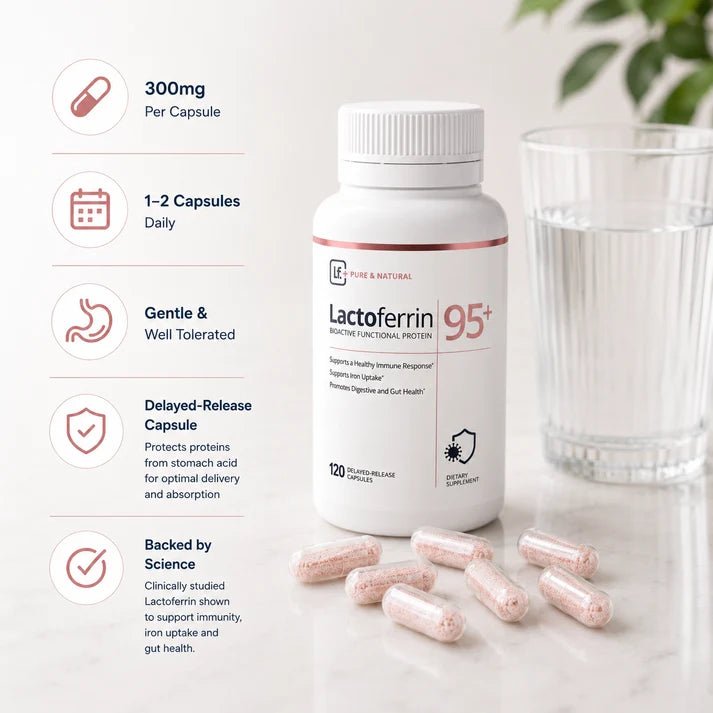 Lactoferrin Co. Lactoferrin Powder Capsule 300mg 60 Capsules - JING
