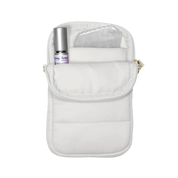 Living Libations Super Sling Puffer Traveller with EMF Shield in Wisteria White