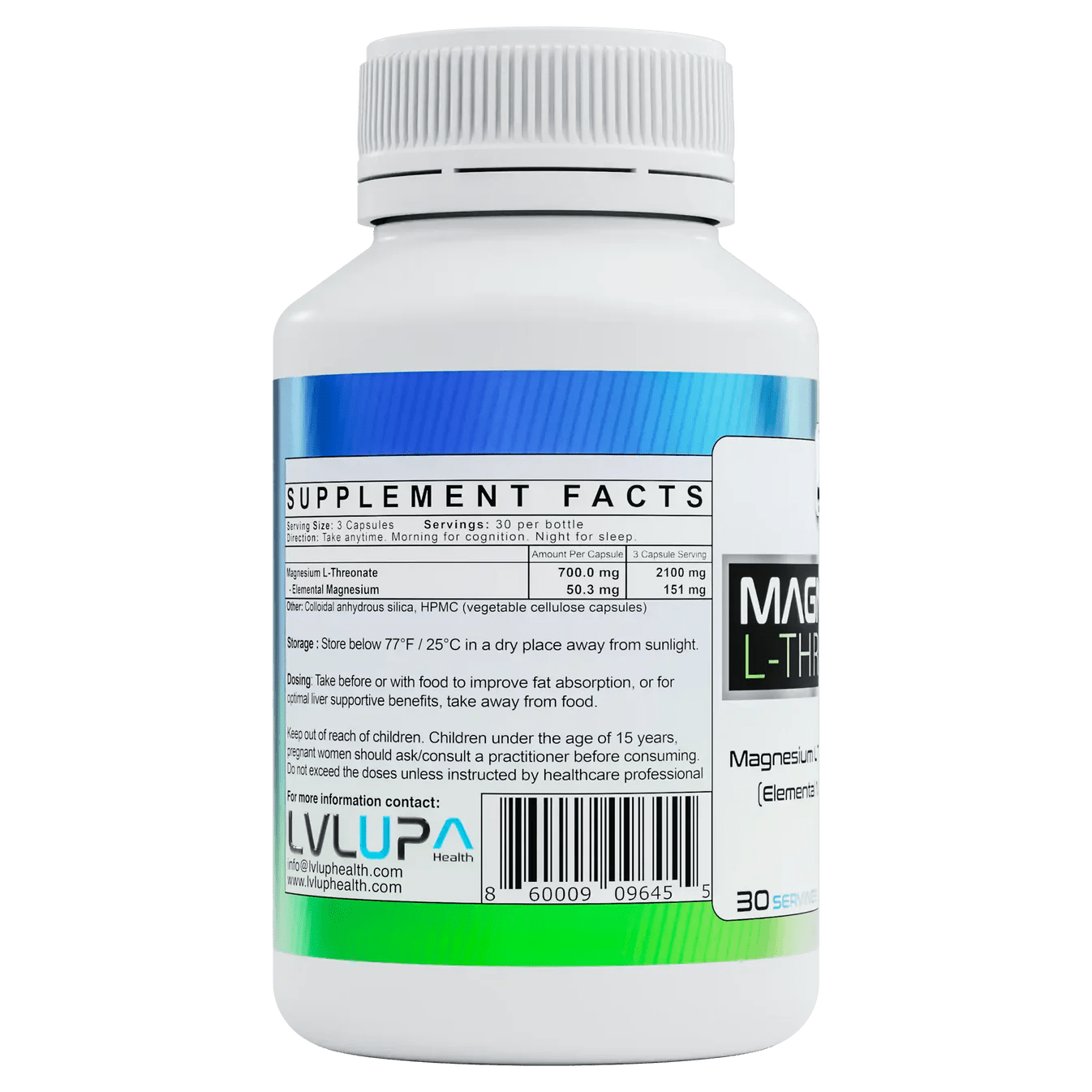 LVLUP Health Magnesium L - Threonate 90 Capsules - JING Organics