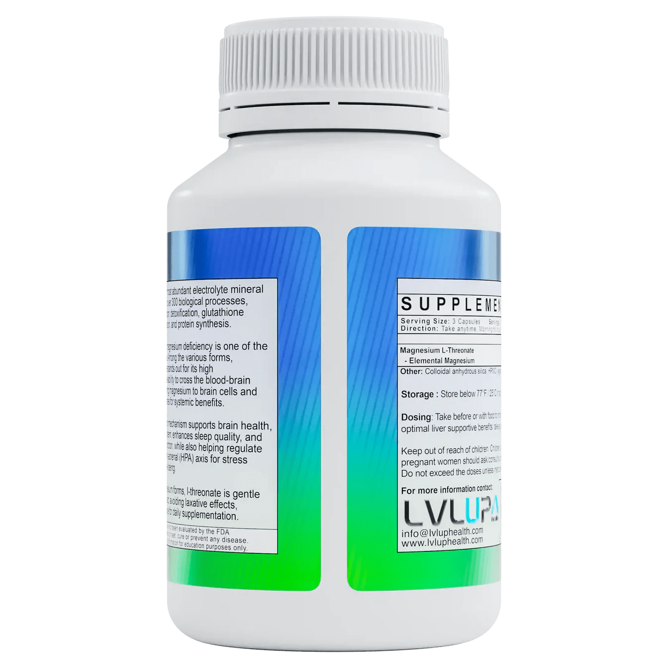 LVLUP Health Magnesium L - Threonate 90 Capsules - JING Organics