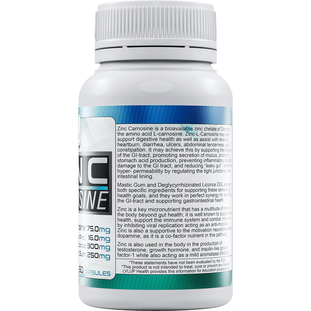 LVLUP Health Zinc Carnosine 60 Capsules - JING Organics