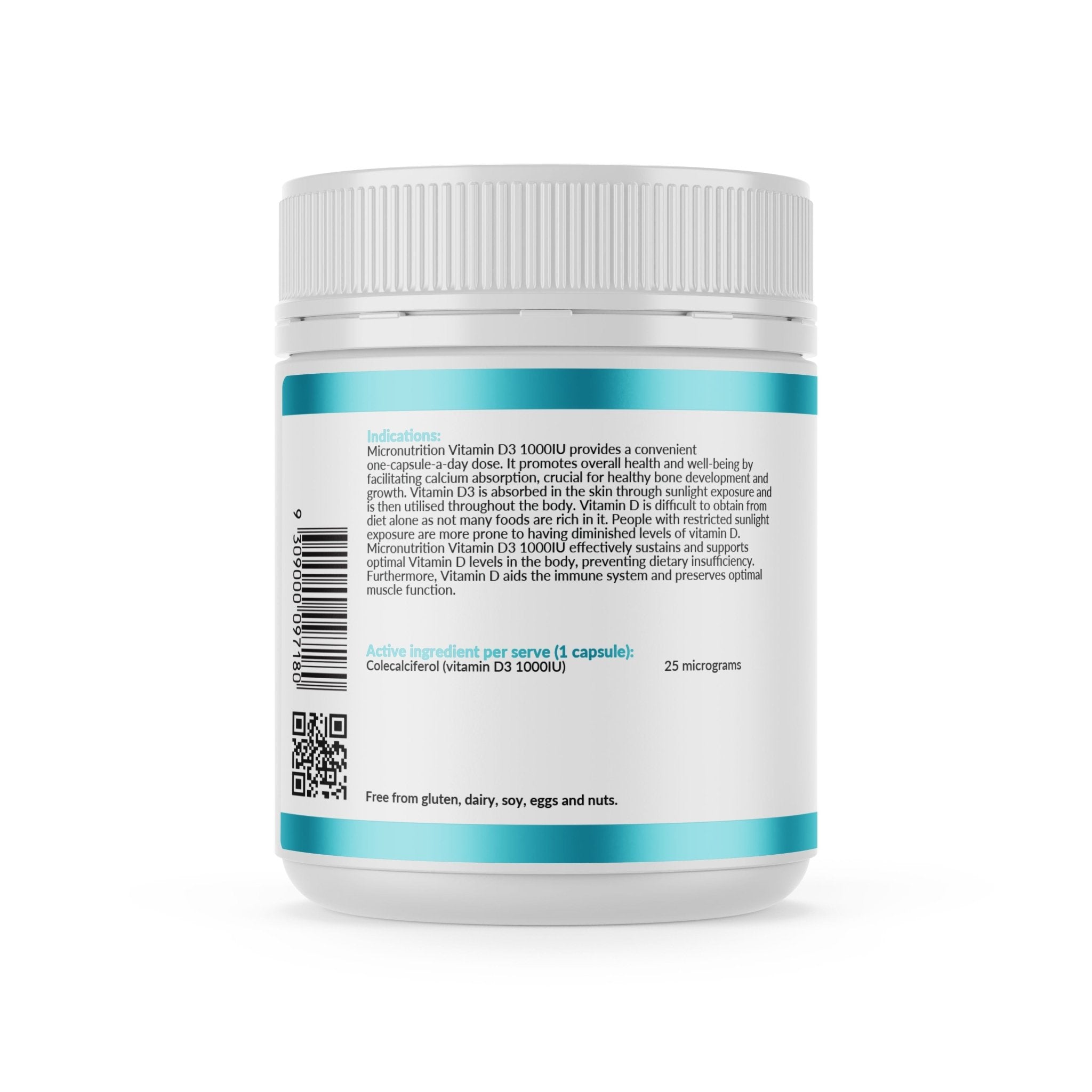 Micronutrition Vitamin D3 1000IU 240 Capsules - JING Organics