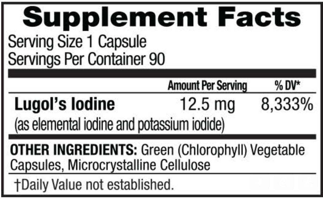 Mother Earth Labs Lugol's Iodine 90 Capsules - JING Organics