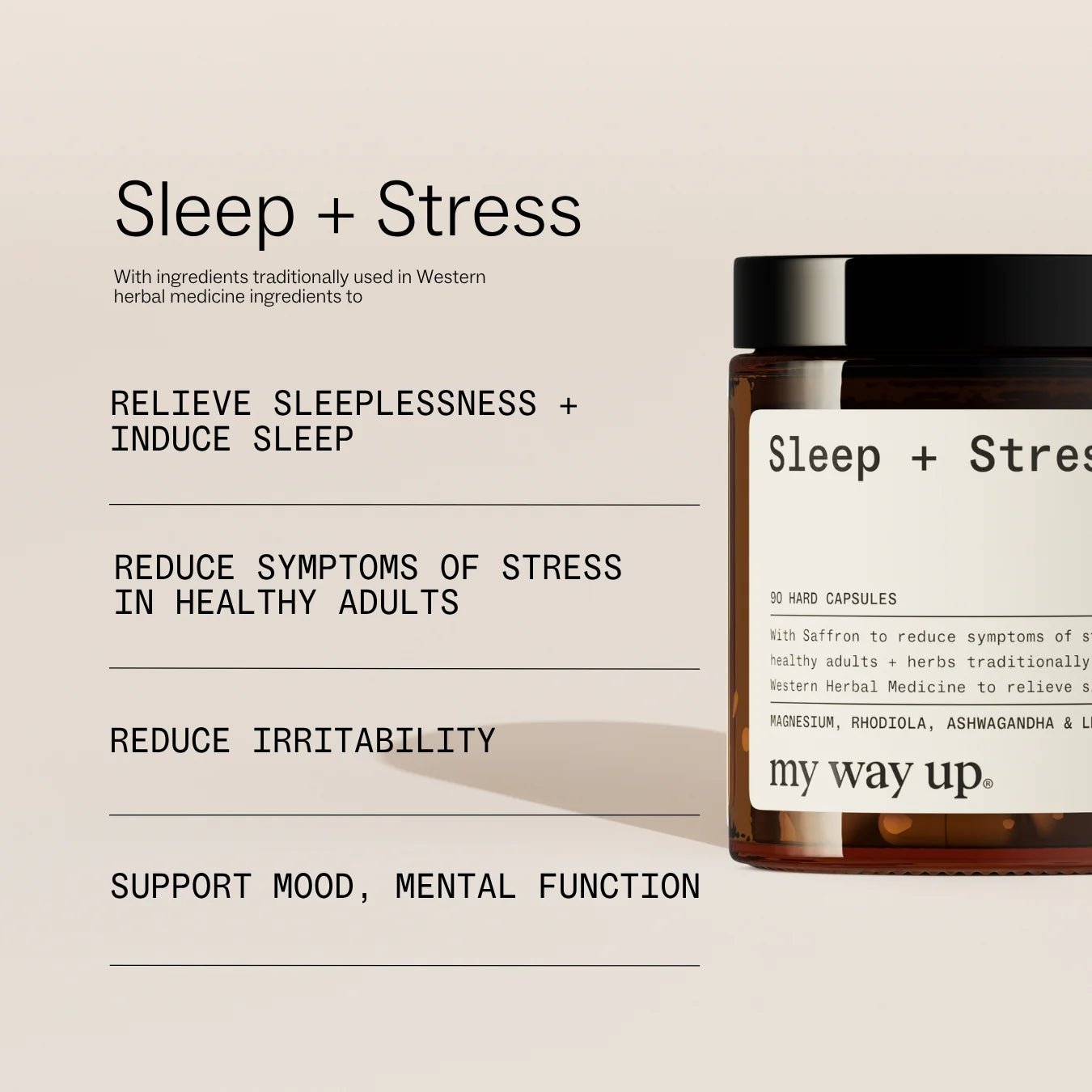 My Way Up Sleep + Stress 90 Capsules - JING