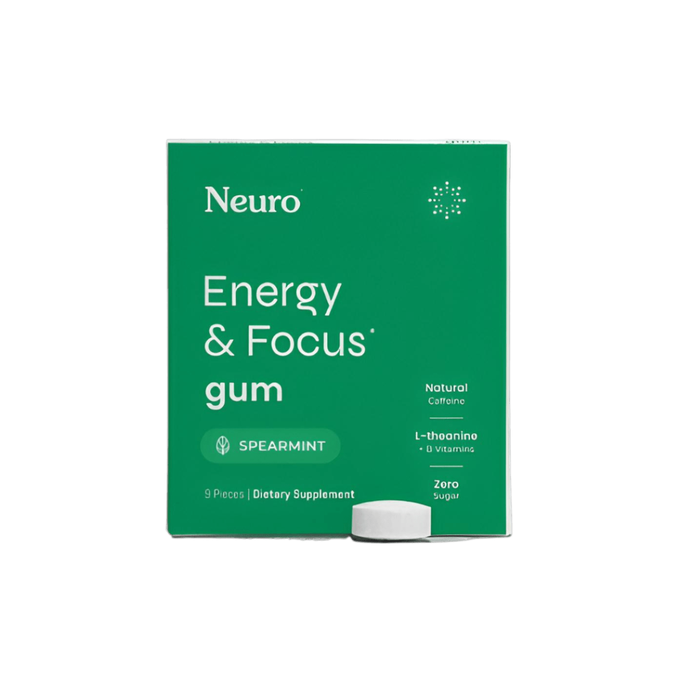 Neuro Energy & Focus Gum Spearmint 9 Pieces - JING Organics
