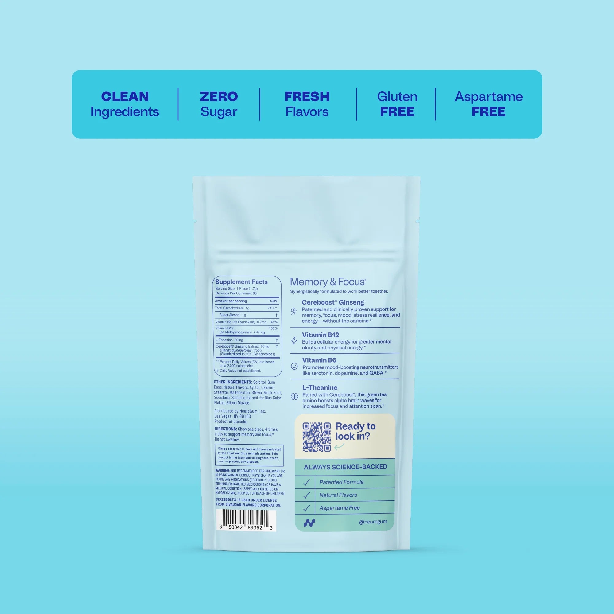 Neuro Memory & Focus™ Peppermint Bulk Bag 90 Pieces (no caffeine) - JING