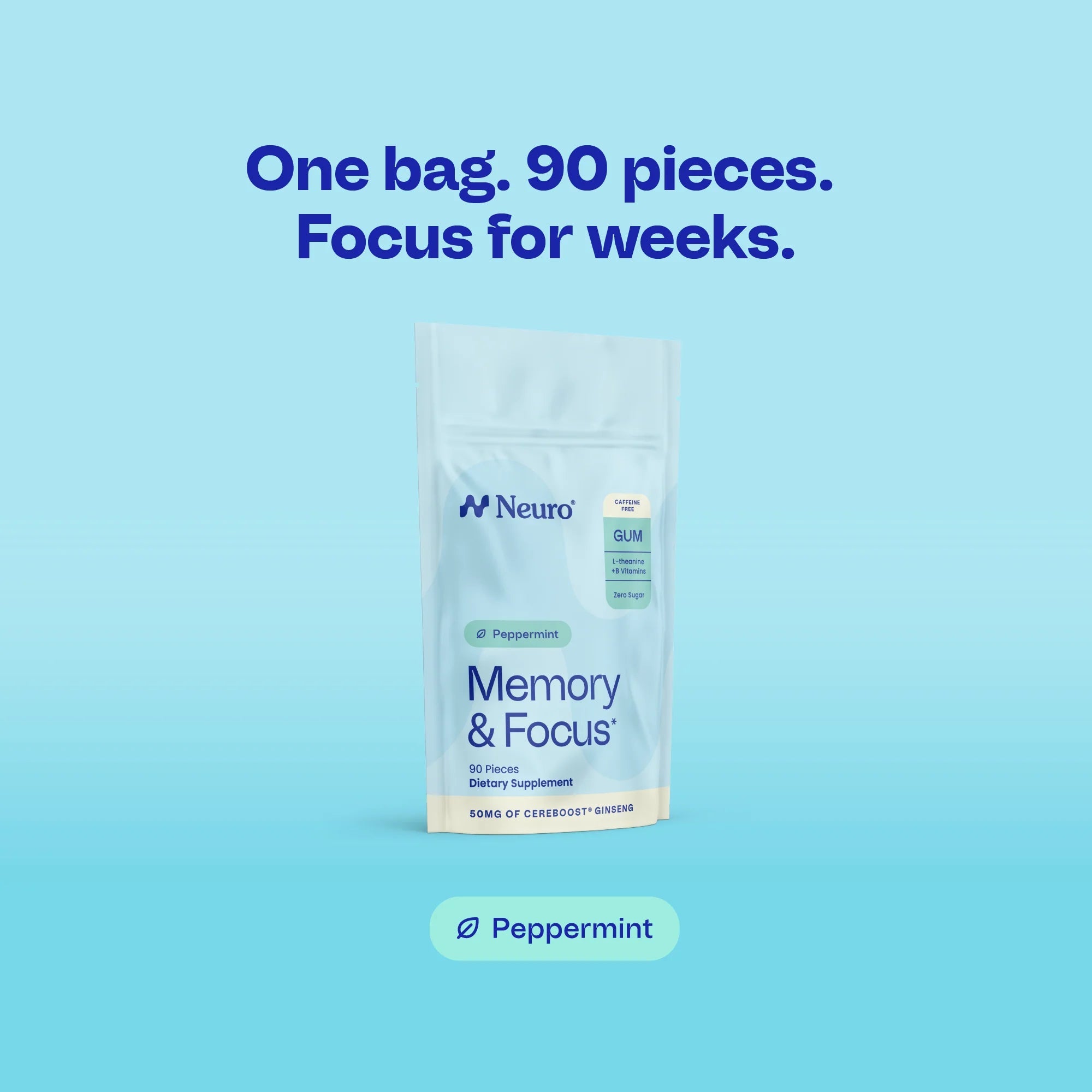 Neuro Memory & Focus™ Peppermint Bulk Bag 90 Pieces (no caffeine) - JING