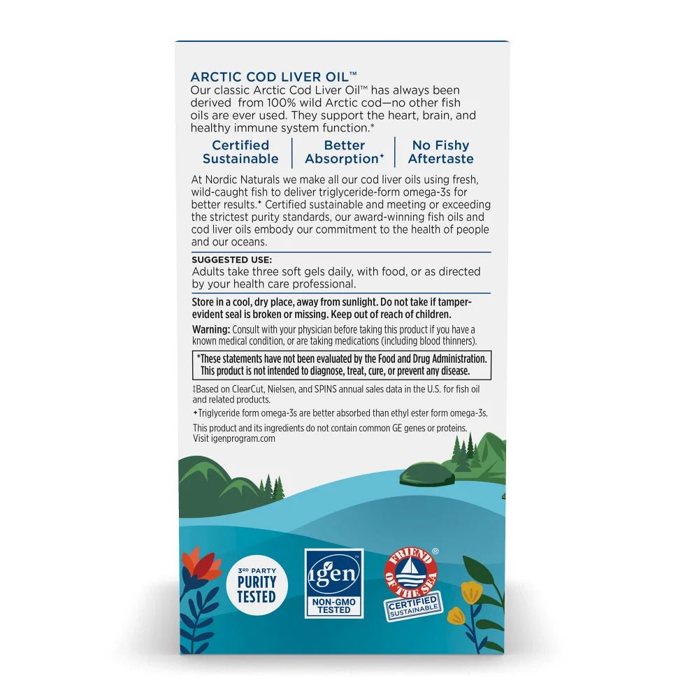 Nordic Naturals Arctic Cod Liver Oil 90 Soft Gels - JING Organics