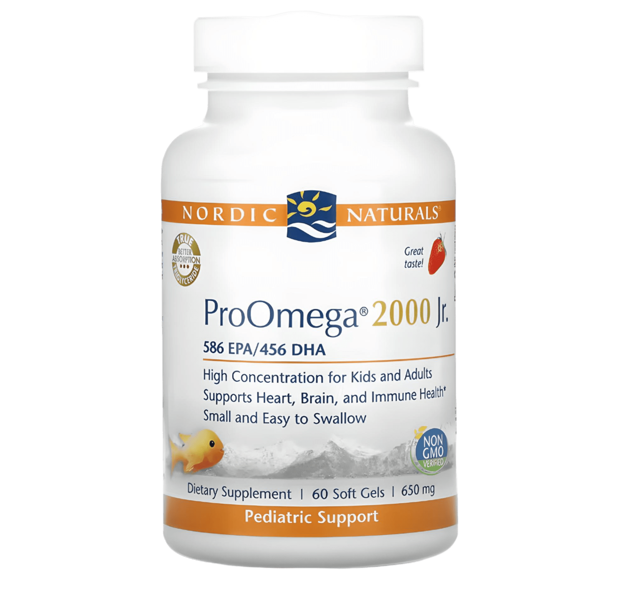 Nordic Naturals ProOmega 2000 Jr. Strawberry 650mg 60 Soft Gels - JING Organics