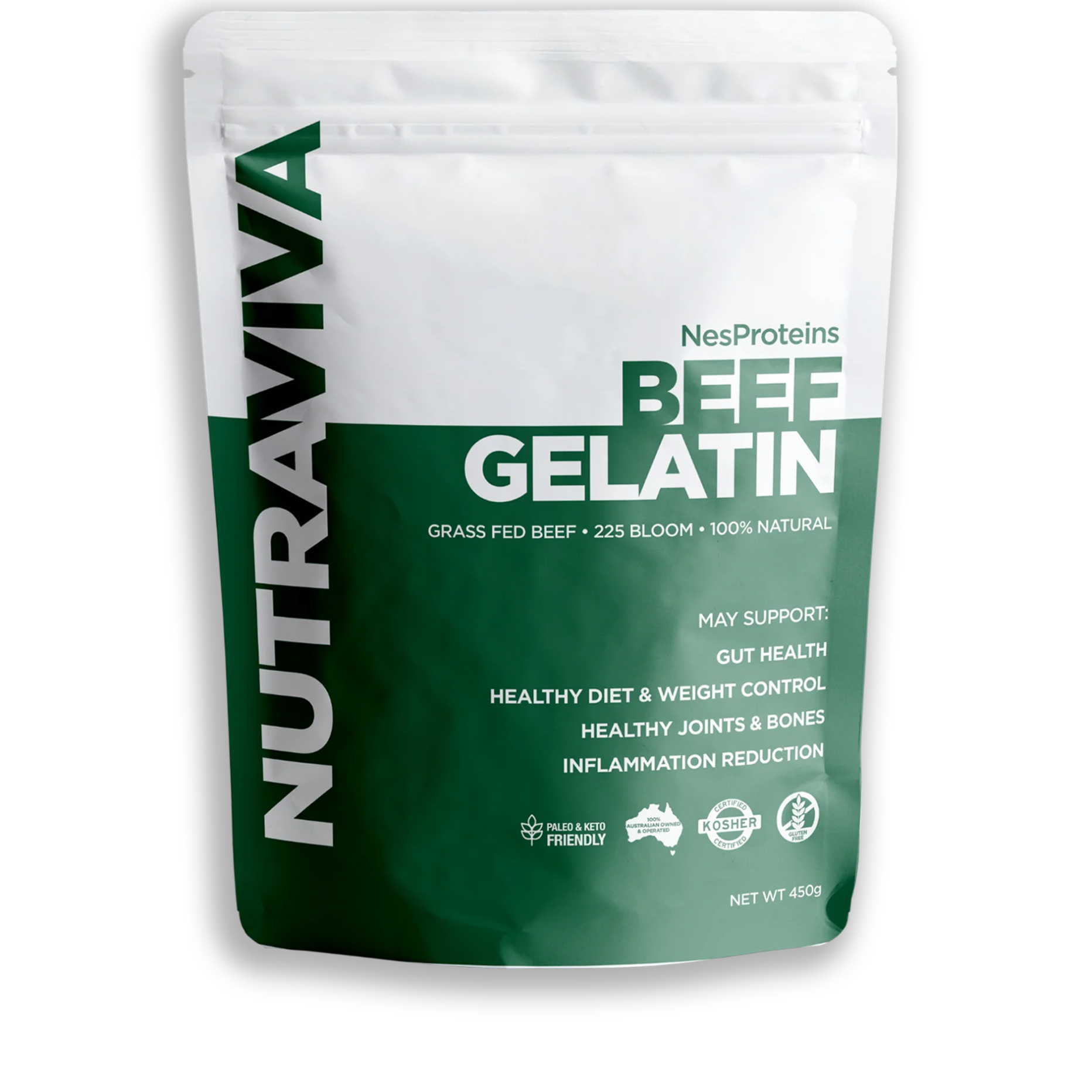 Nutraviva Nesproteins Grass Fed Beef Gelatin Unflavoured 450g - JING Organics