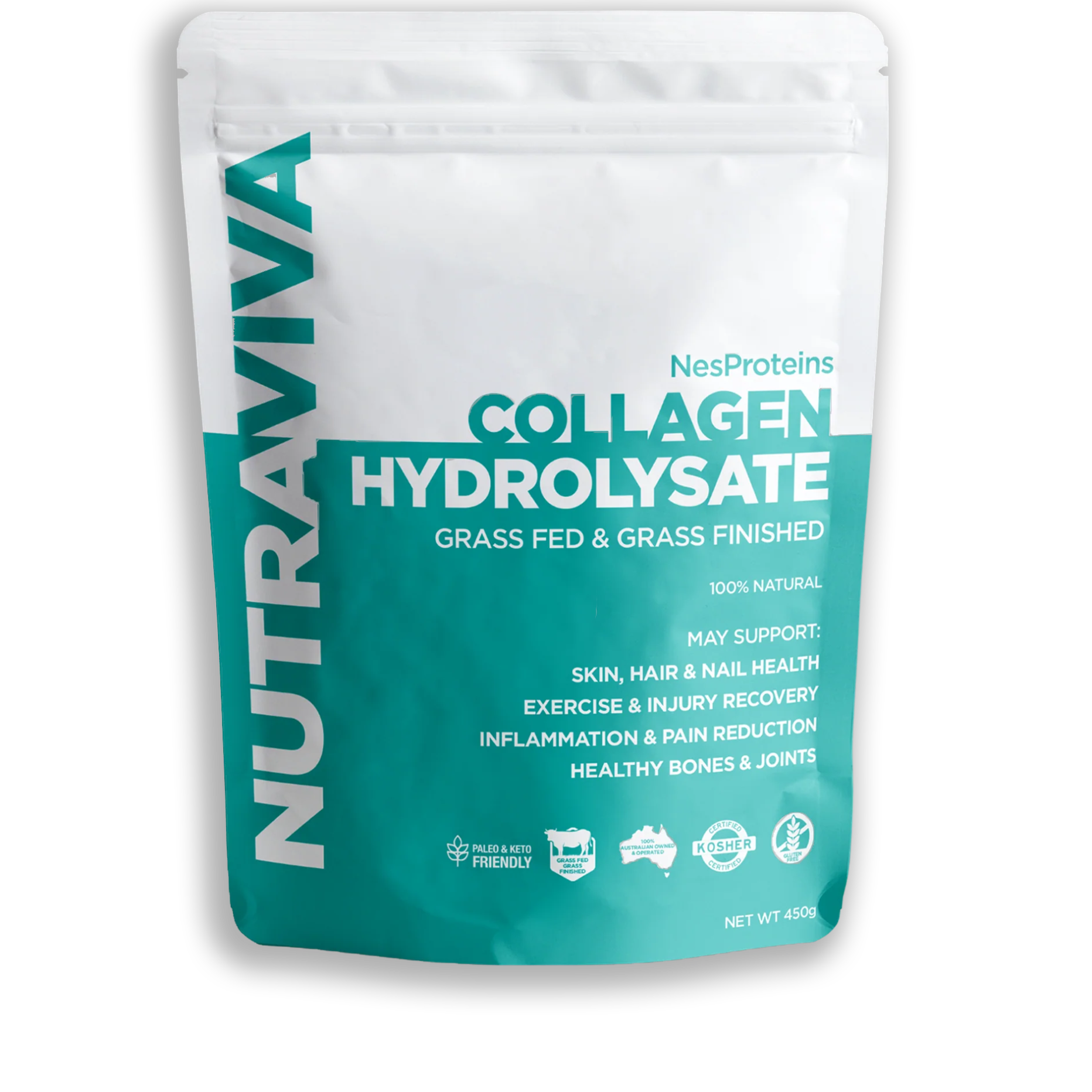 Nutraviva Nesproteins Grass Fed Collagen Hyrdolysate Unflavoured 450g - JING Organics