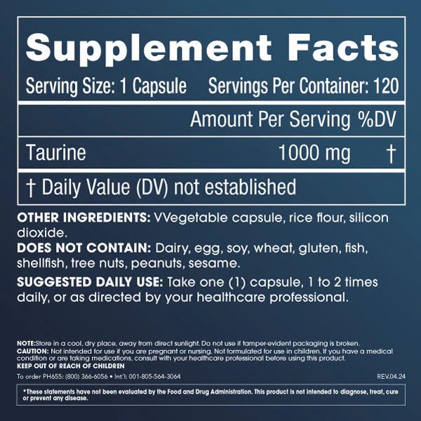 Prohealth Pure Taurine 1000mg 120 Capsules - JING