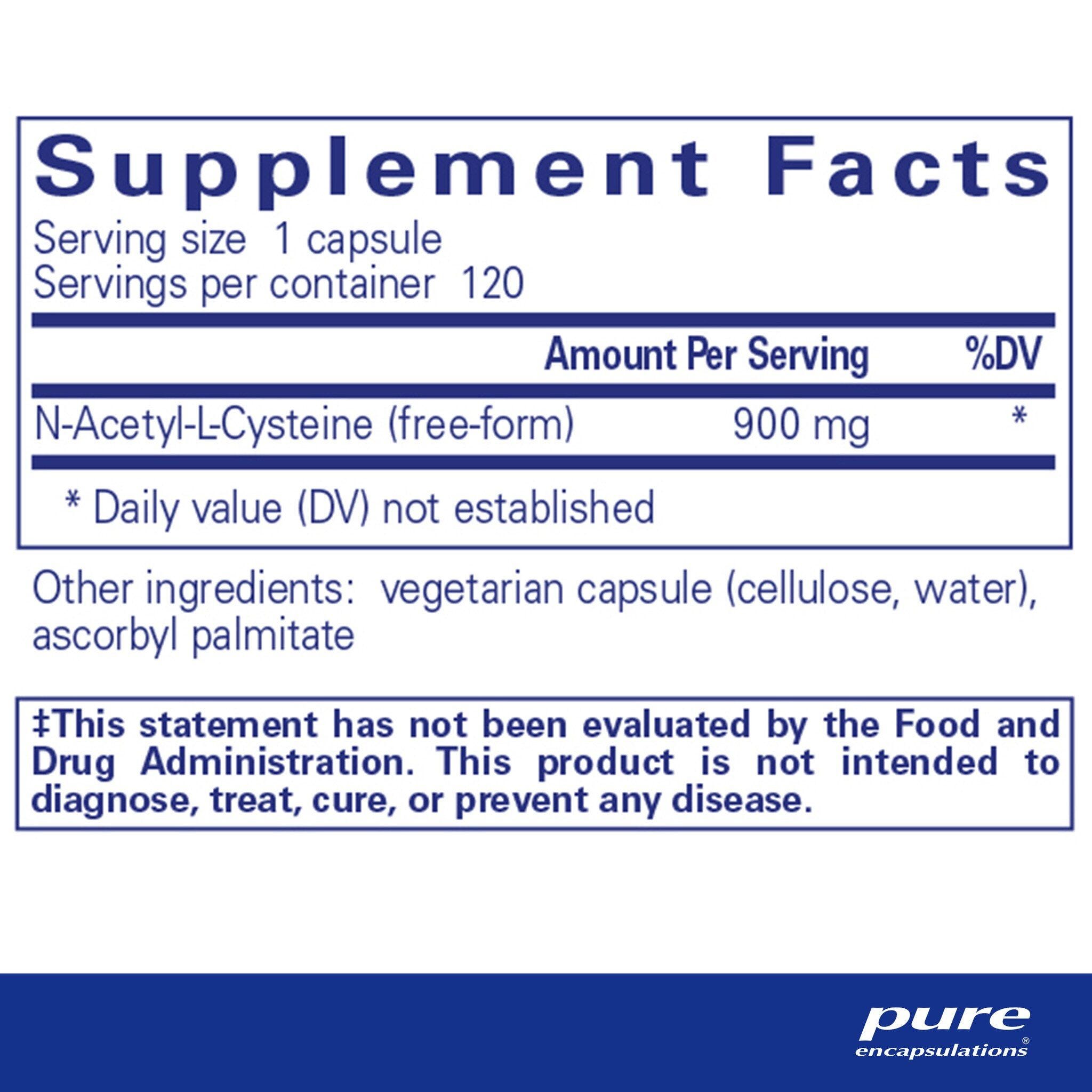 Pure Encapsulations NAC 900mg 120 Capsules - JING