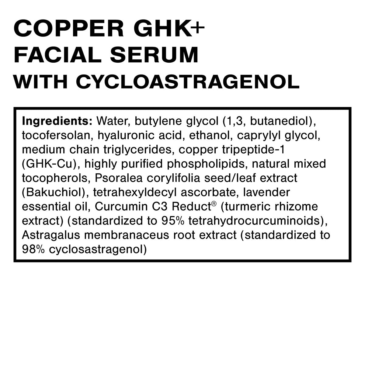 Quicksilver Scientific Copper GHK+ Facial Serum with Cycloastragenol 30ml - JING