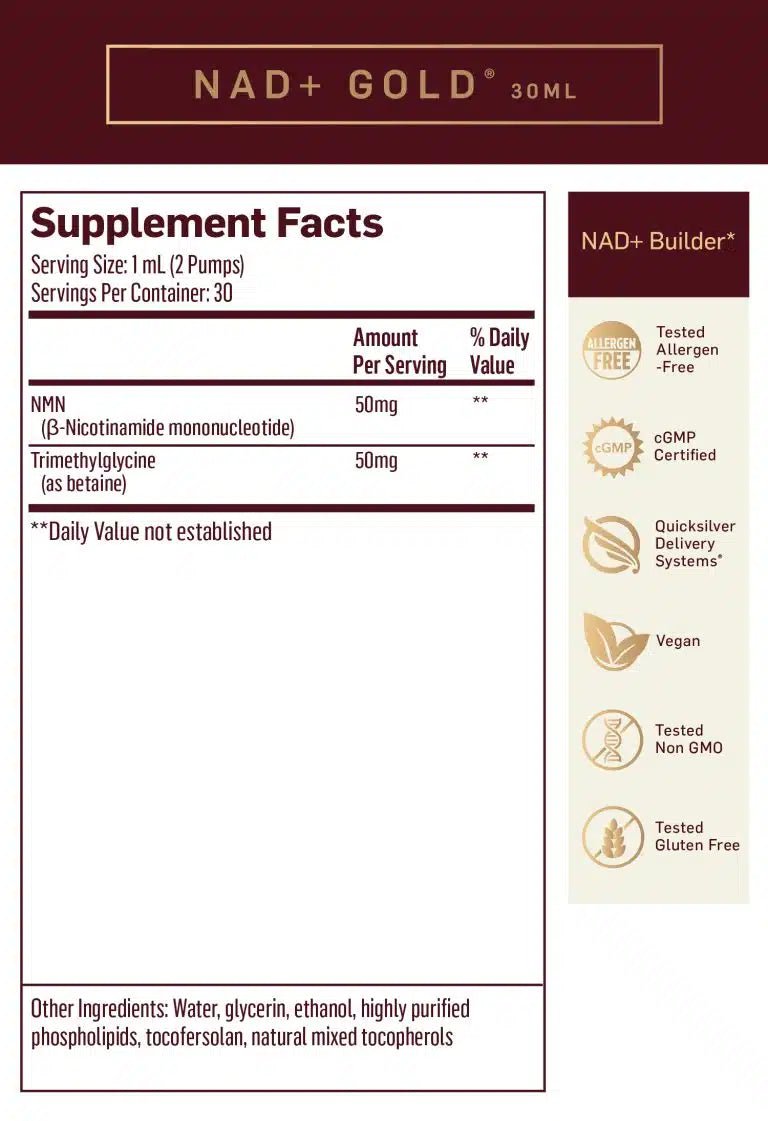 Quicksilver Scientific NAD+ Gold 30ml - JING Organics