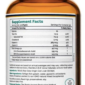 Rosita Cod Liver Oil 90 Softgels - JING Organics