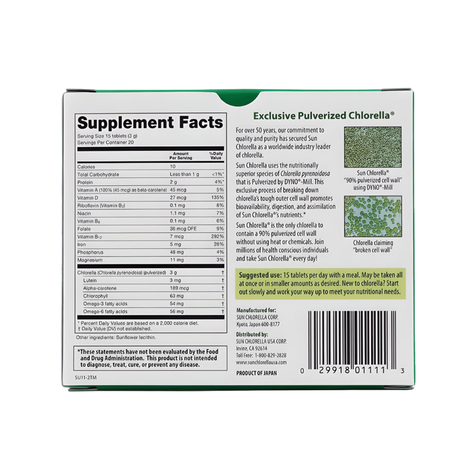 Sun Chlorella 200mg 300 Tablets - JING Organics