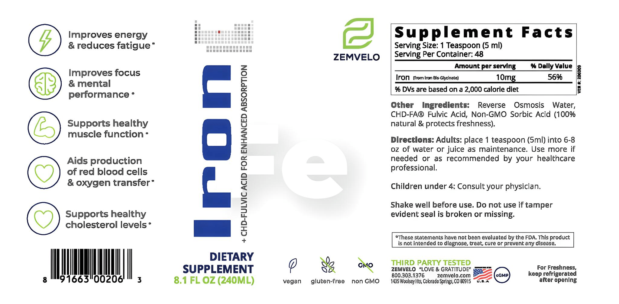 Zemvelo Iron 240ml - JING Organics