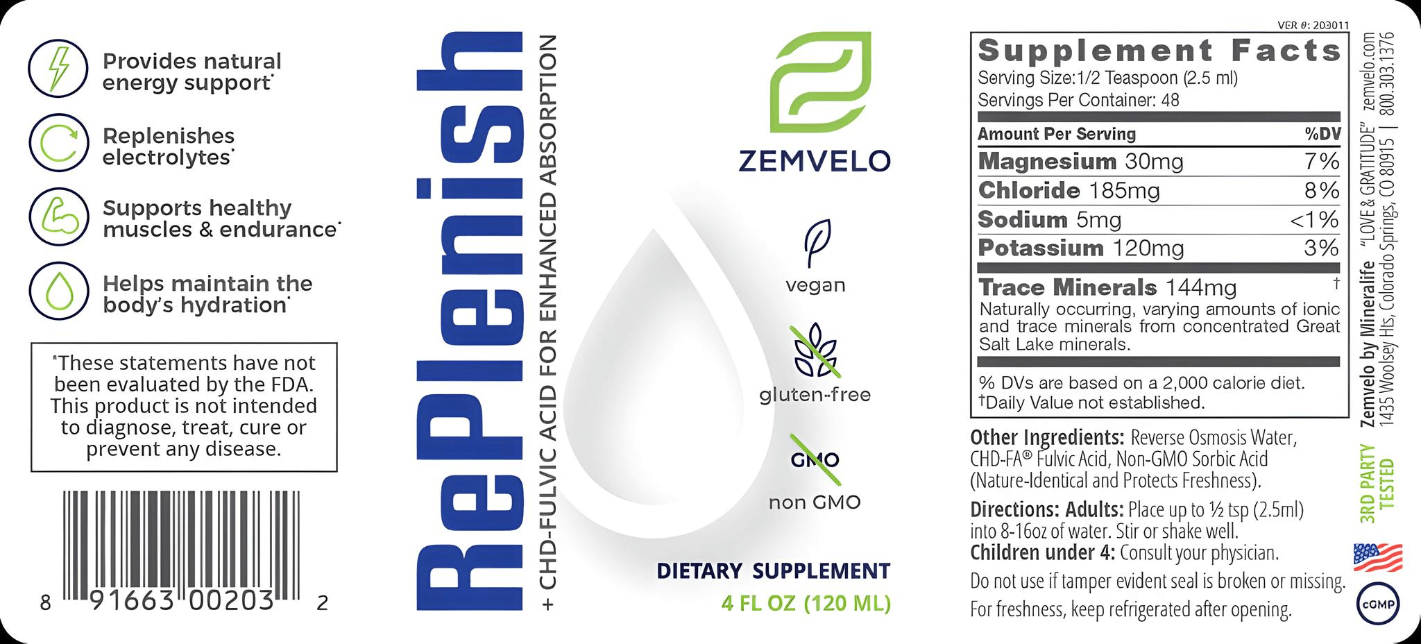 Zemvelo RePlenish 120ml - JING Organics