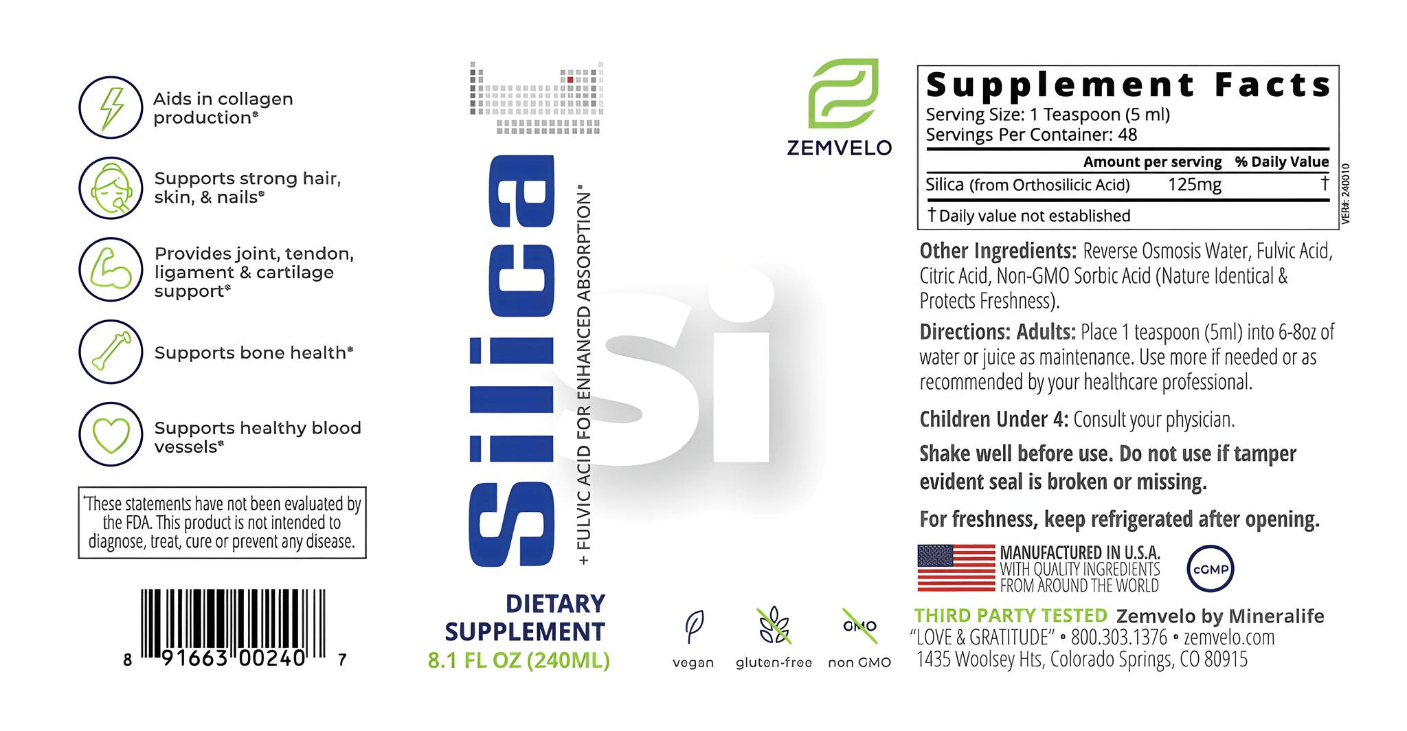 Zemvelo Silica 240ml - JING Organics