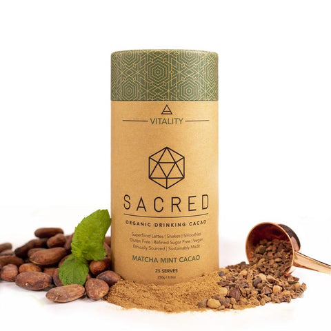 Sacred Taste Organic Drinking Cacao with Matcha & Mint 250g