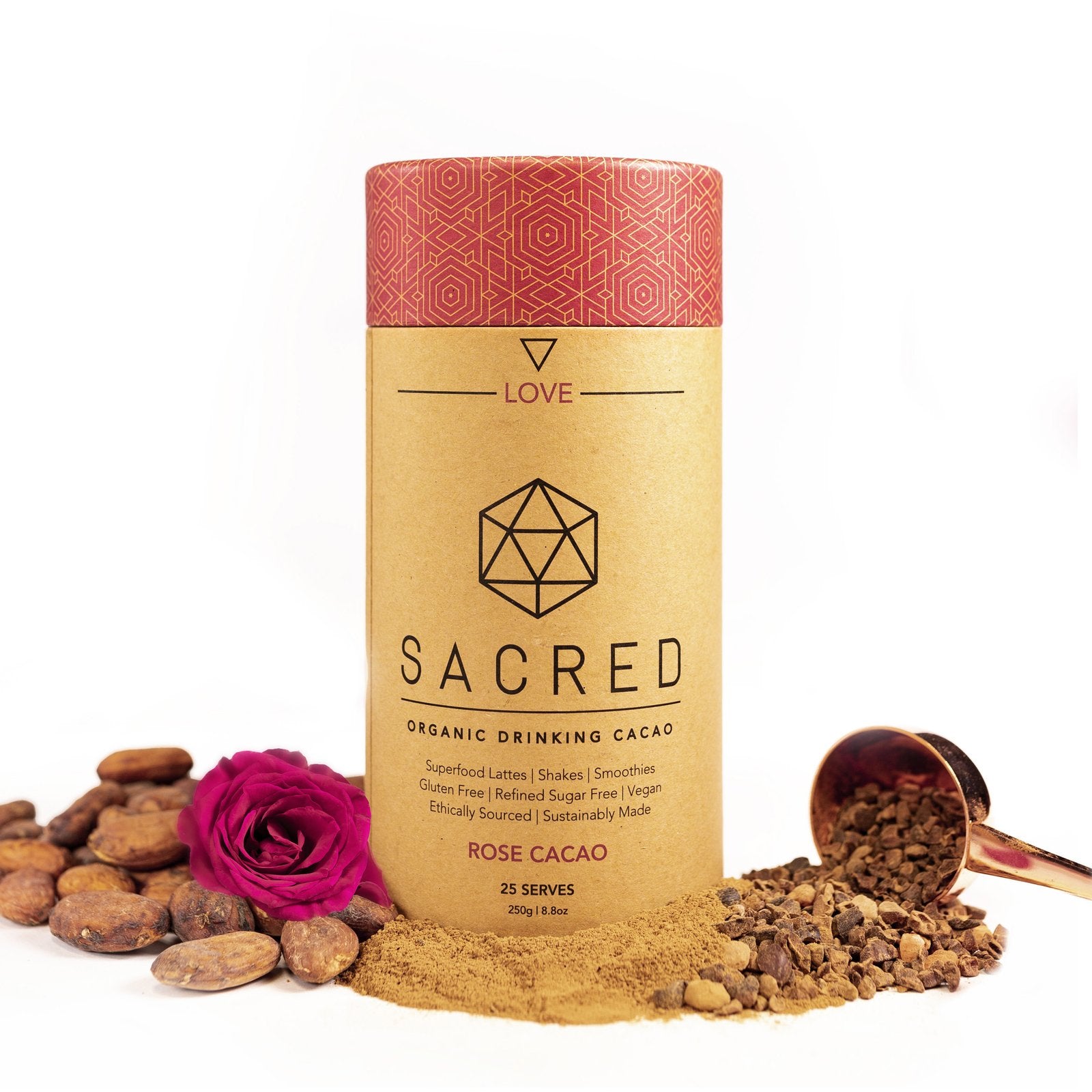 Sacred Taste Organic Drinking Cacao with Rose 250g