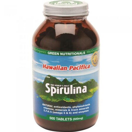 GREEN NUTRITIONALS Hawaiian Pacifica Spirulina Tablets 500 tabs