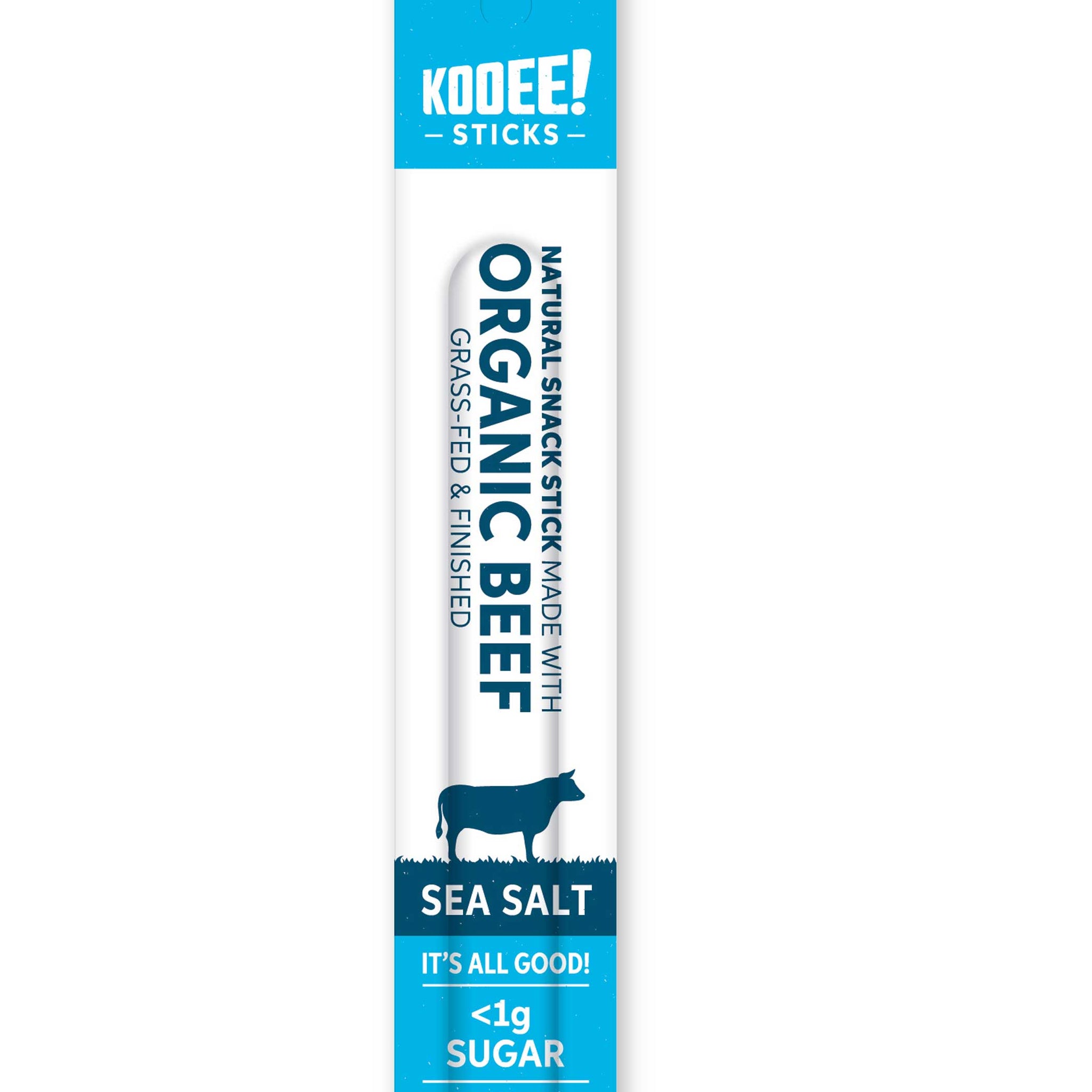 Kooee Snack Stick de carne de vacuno alimentada con pasto, sal marina, 25 g
