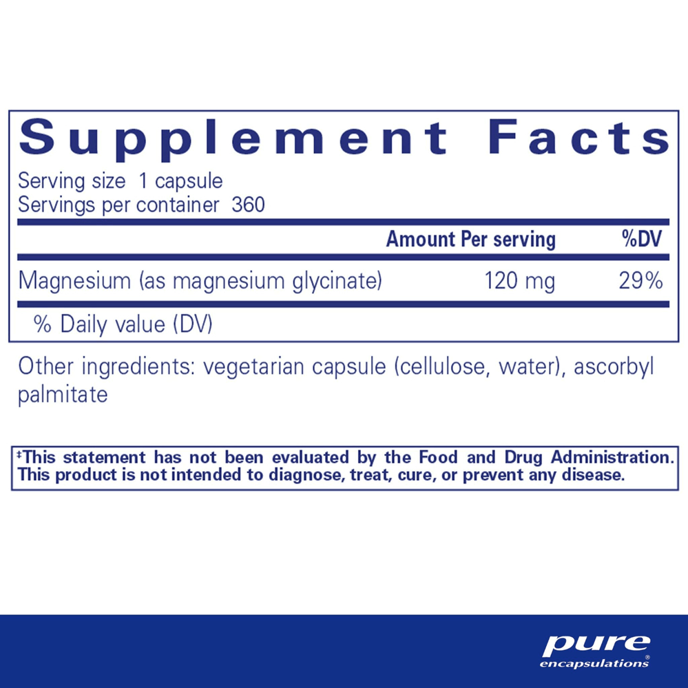 Pure Encapsulations Magnesium Glycinate 180 Capsules - JING Organics